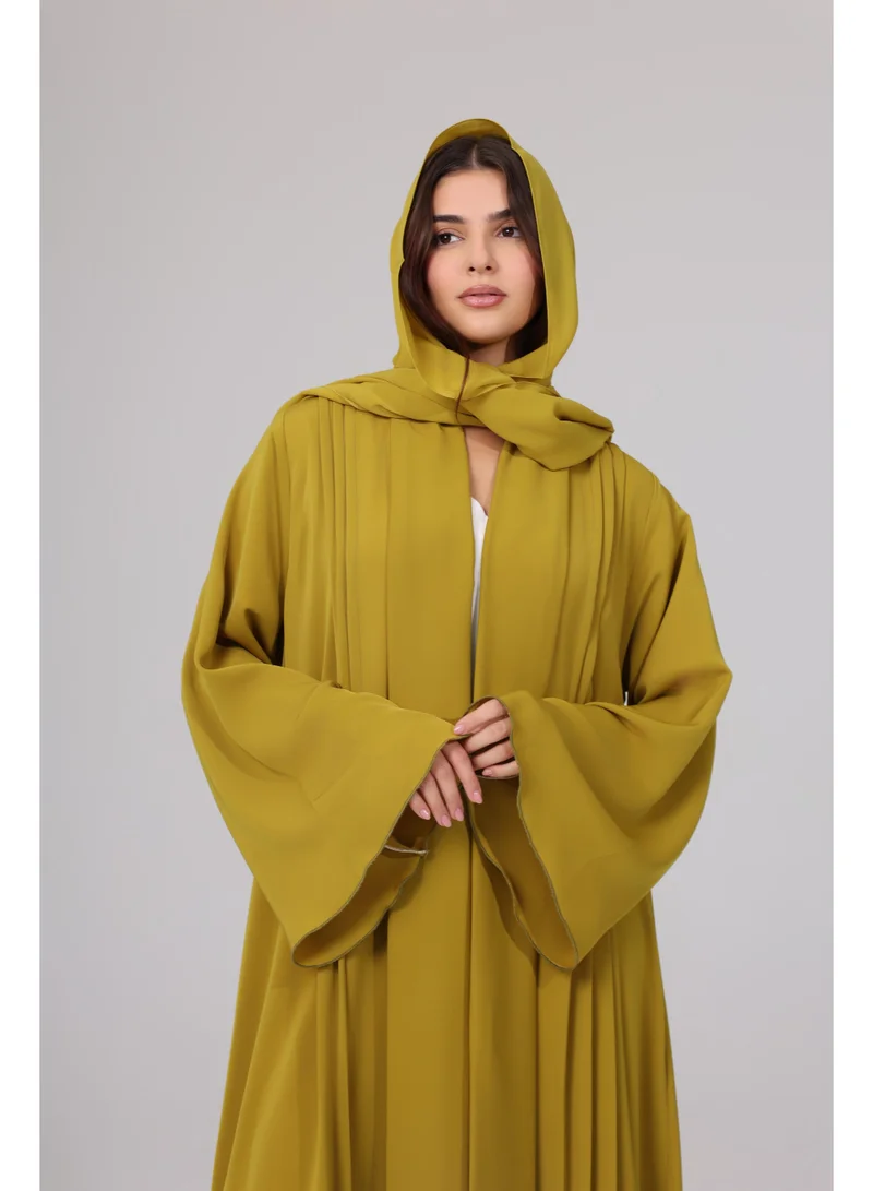 Ikkxa  Pleated Wide Sleeves Colored Abaya ABY1107 for Women | Best Price UAE