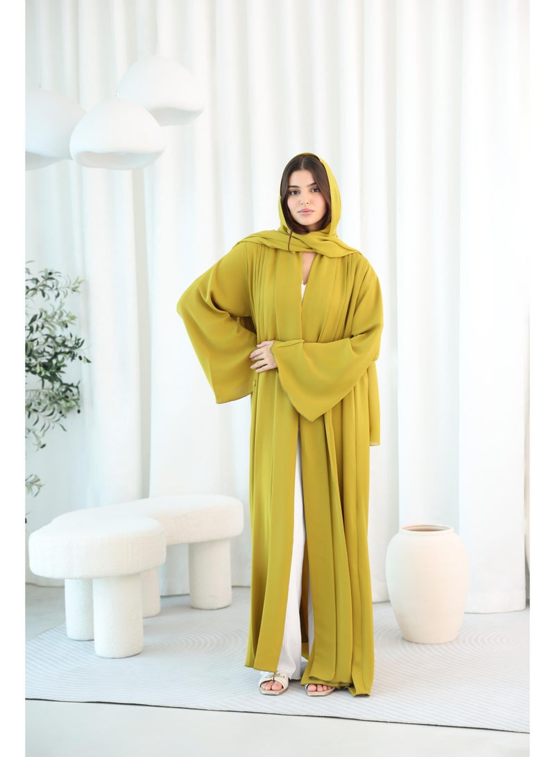 اكسا عباية بأكمام واسعة مطوية وملونة - Image 1