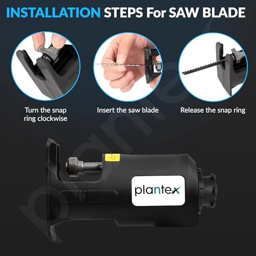 Plantex Curve Saw Attachment/12.7mm Cutting Stroke/Variable Speed 0-1600/2700r/min/High-Performance Reciprocating Saw for Wood & Metal Cutting - Black (Mainframe, Battery & Charger Not Included) - Image 4
