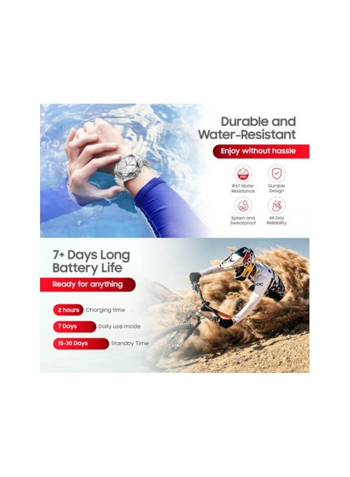 Swiss Military Dom 6 Smartwatch, 1.43" AMOLED Display, Hands-Free Calling, Multi-Language Multilingual Interface, Intelligent Workout Detection, IP67 Water Resistance, Silver | Dom 6 - Image 4