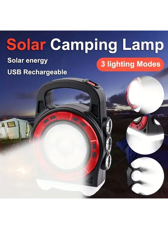 Red Solar Powered Camping Light High Lumen USB Rechargeable Outdoor Emergency - Image 5