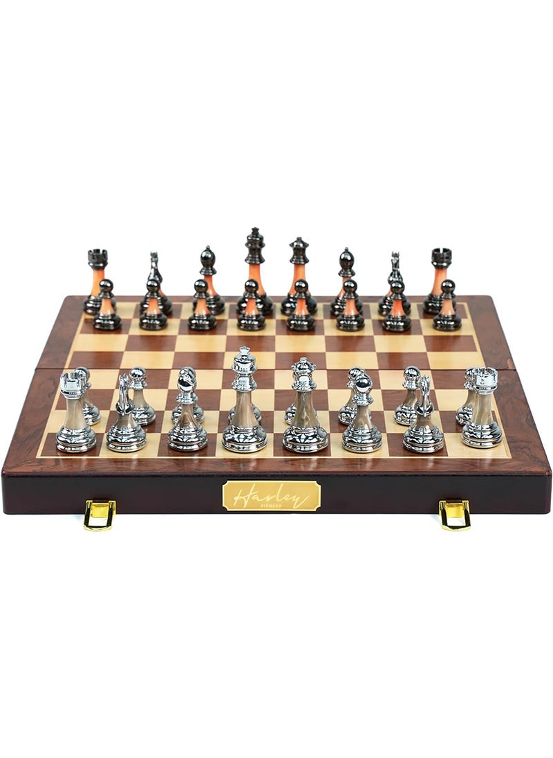 HARLEY FITNESS - Wooden Chess Board With Glossy Luxury Chess Pieces Set - S5023A - Image 1