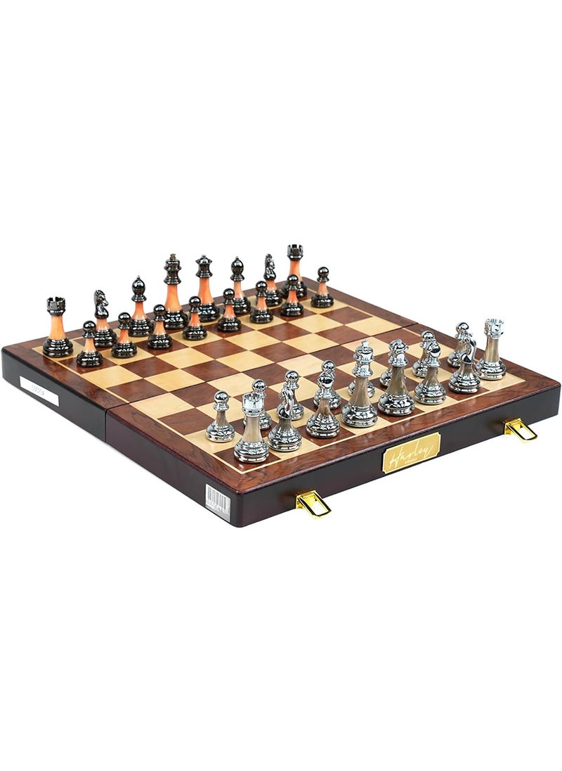 HARLEY FITNESS - Wooden Chess Board With Glossy Luxury Chess Pieces Set - S5023A - Image 1