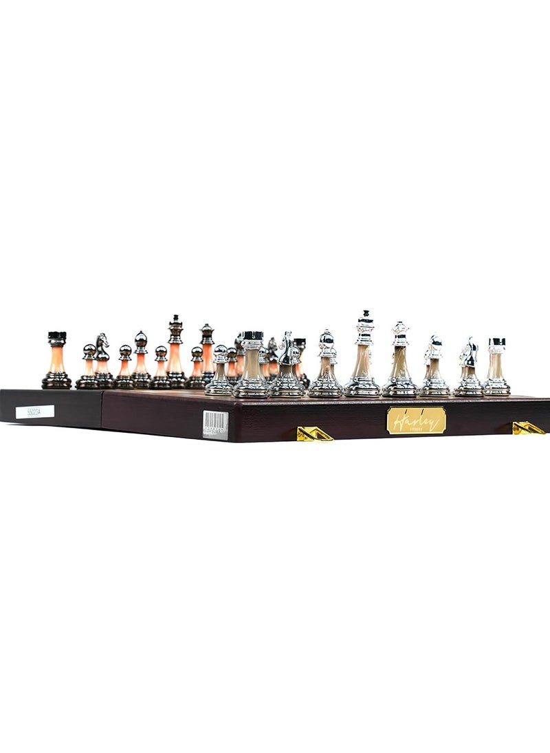 HARLEY FITNESS - Wooden Chess Board With Glossy Luxury Chess Pieces Set - S5023A - Image 1