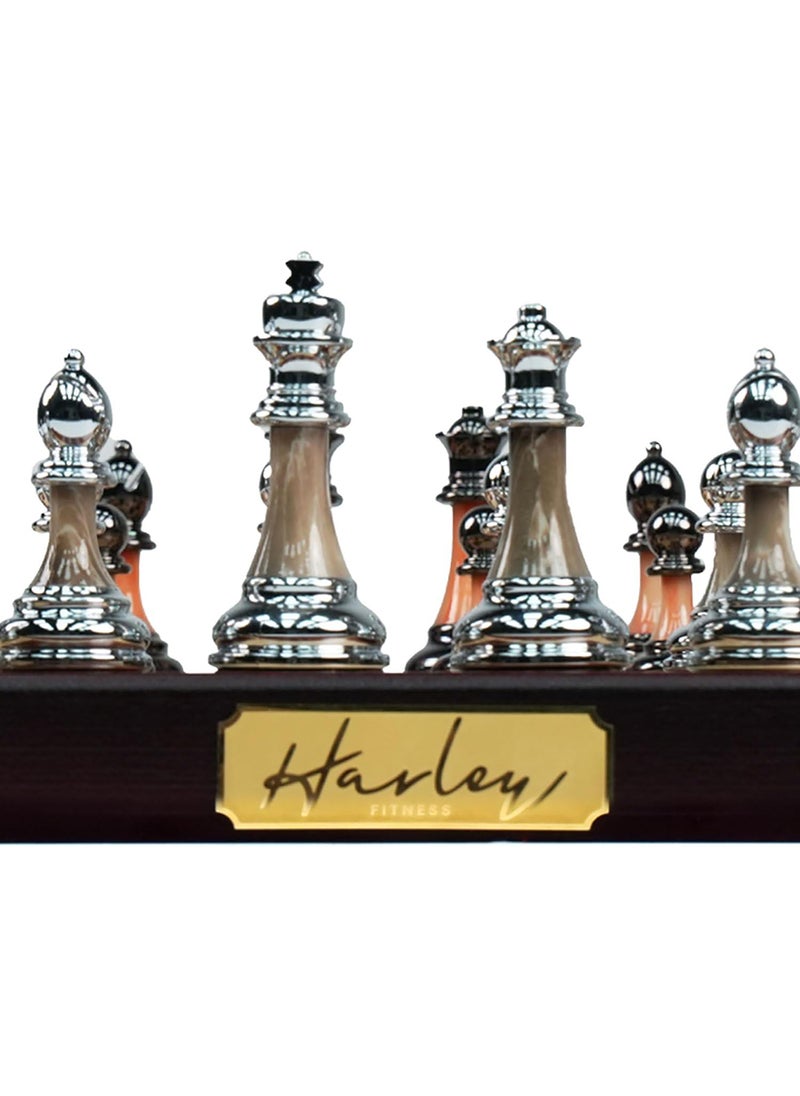 HARLEY FITNESS - Wooden Chess Board With Glossy Luxury Chess Pieces Set - S5023A - Image 1