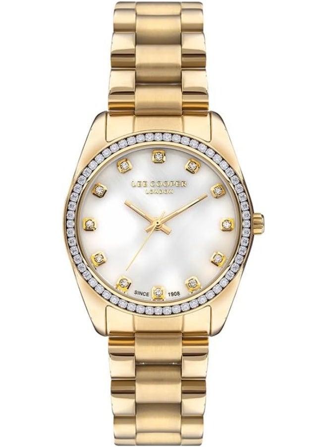 Lee Cooper ساعة لي كوبر النسائية بحركة كوارتز وشاشة تناظرية وحزام معدني - LC07478.220، فضية - Image 1