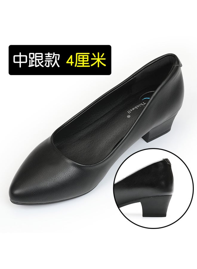 Work Shoes For Women, Black Leather Shoes, Soft Soles, Comfortable Flats Shoes, Medium Heels, Thick Heels, Professional High Heels, Work Shoes For Women