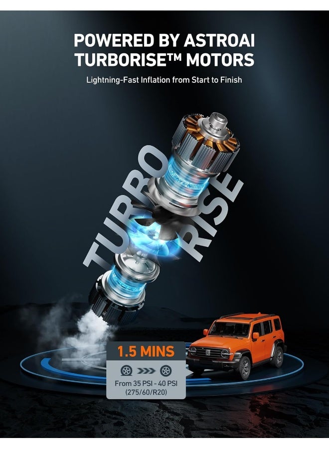 أسترواي ضاغط هواء مضخم الإطارات AstroAI 12V DC 160PSI مع شاشة ، أسطوانات مزدوجة ثقيلة ومحركات مزدوجة ، مضخة إطارات مزدوجة الطاقة للسيارات الرباعية الرباعية ، RVs ، ORVs ، الشاحنات ، السيارات ، فراشات الهواء ، إيقاف التشغيل ، ضوء LED للهدايا - Image 2