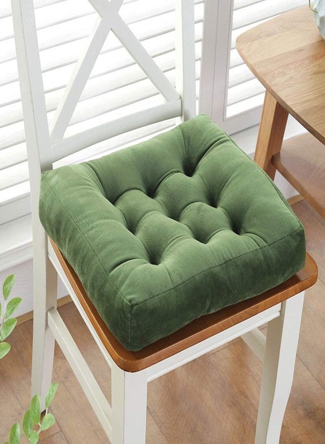 vctops Velvet Green Chair Pad Super Soft Plush Washable Square Seat Cushion for Kitchen Dining Room (Dark Green,16" x 16") - Image 1