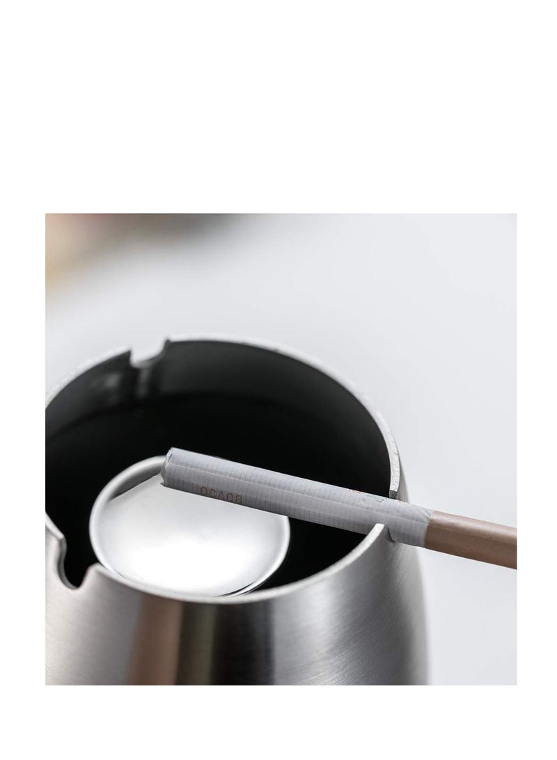 Y&D Windproof Ashtray Stainless Steel Tabletop Cigarette Cigar Ash Holder with Column Bracket Tray for Patio Hotel Home Office - Image 2