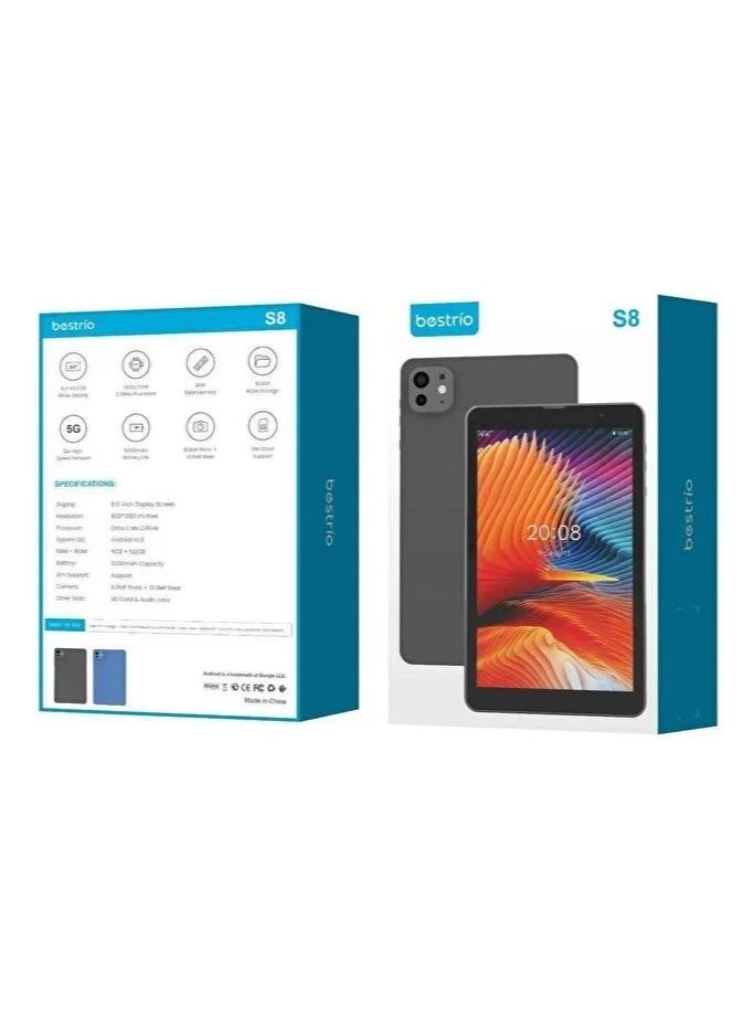 BESTRIO S8 8-Inch Android 14 Tablet – IPS Display, 8GB RAM, 512GB Storage, 5000mAh Battery, 5G Network, WiFi Connectivity, High-Performance Portable Tablet for Work, Streaming & Gaming - Image 4