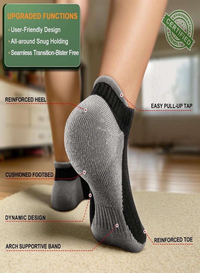 ثور جوارب بوليانت النسائية للكاحل، 6 أزواج، جوارب رياضية للجري، تهوية، ماصة للرطوبة، دعم لقوس القدم، نعل داخلي مبطن بالكامل (6 أزواج، مقاس الحذاء: نسائي 6-8) - Image 4