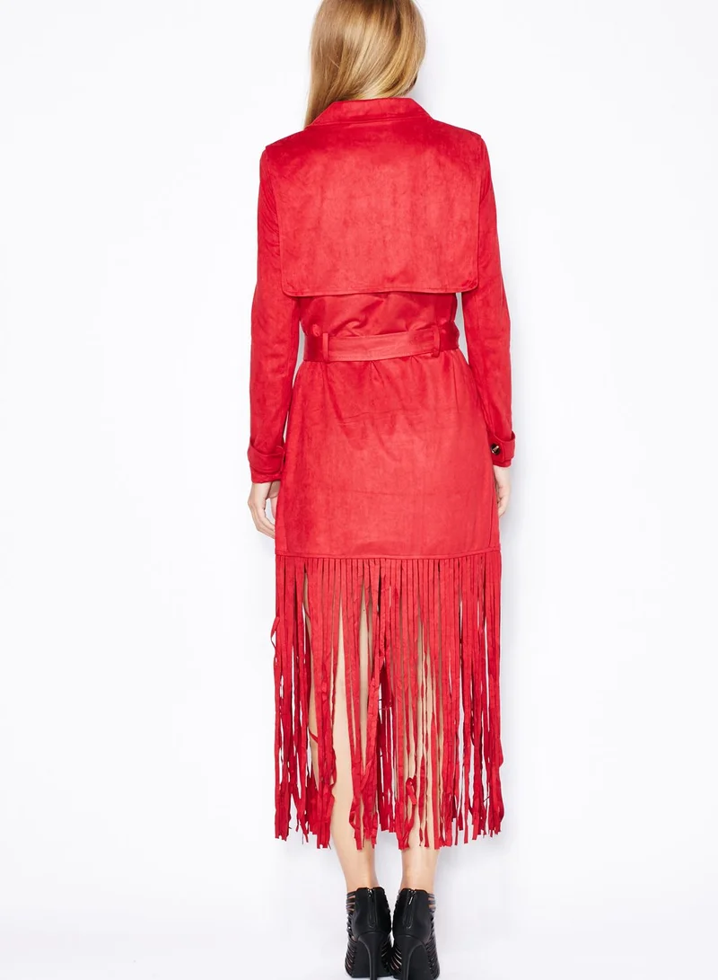 lavish alice Fringe Hem Trench Coat