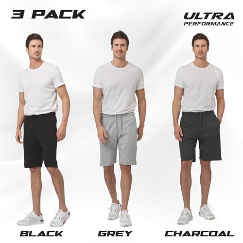 Ultra Performance 3 Pack Mens Shorts Casual Men's Athletic Short Workout Gym Shorts for Men with Zipper Pockets, Small - 5X - Image 2