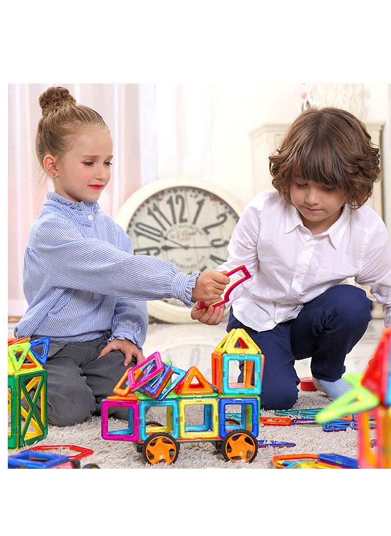 YelaJoy 64 Pieces Educational Magnetic Color Tile Geometry Magnetic Building Blocks Playset Durable and Sturdy  - Image 4