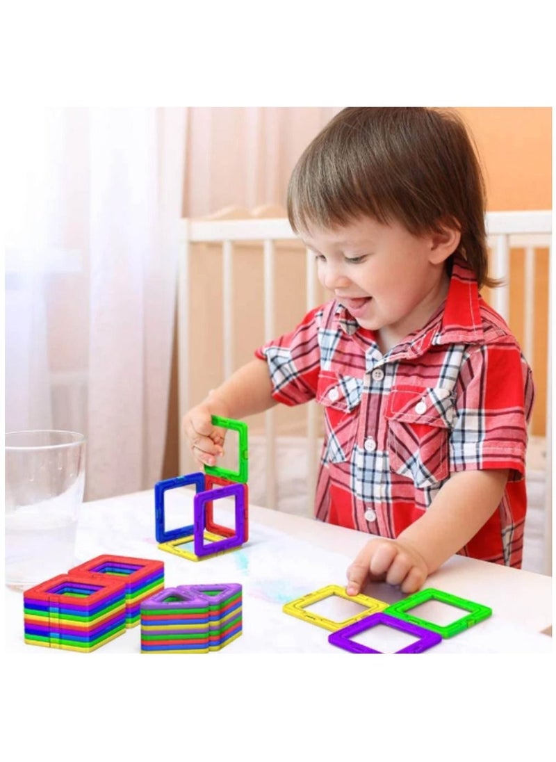 YelaJoy 64 Pieces Educational Magnetic Color Tile Geometry Magnetic Building Blocks Playset Durable and Sturdy  - Image 5