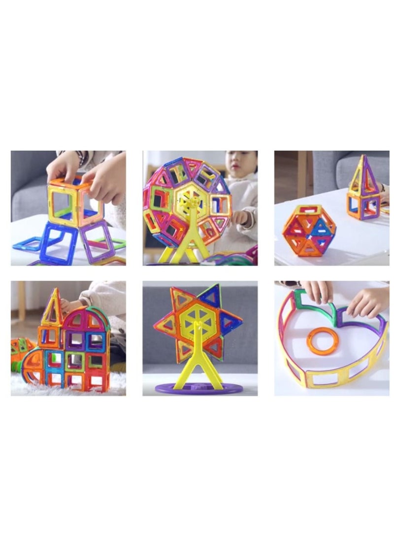 YelaJoy 64 Pieces Educational Magnetic Color Tile Geometry Magnetic Building Blocks Playset Durable and Sturdy  - Image 2
