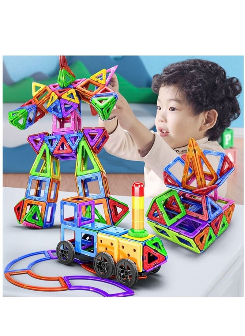 YelaJoy 64 Pieces Educational Magnetic Color Tile Geometry Magnetic Building Blocks Playset Durable and Sturdy  - Image 3