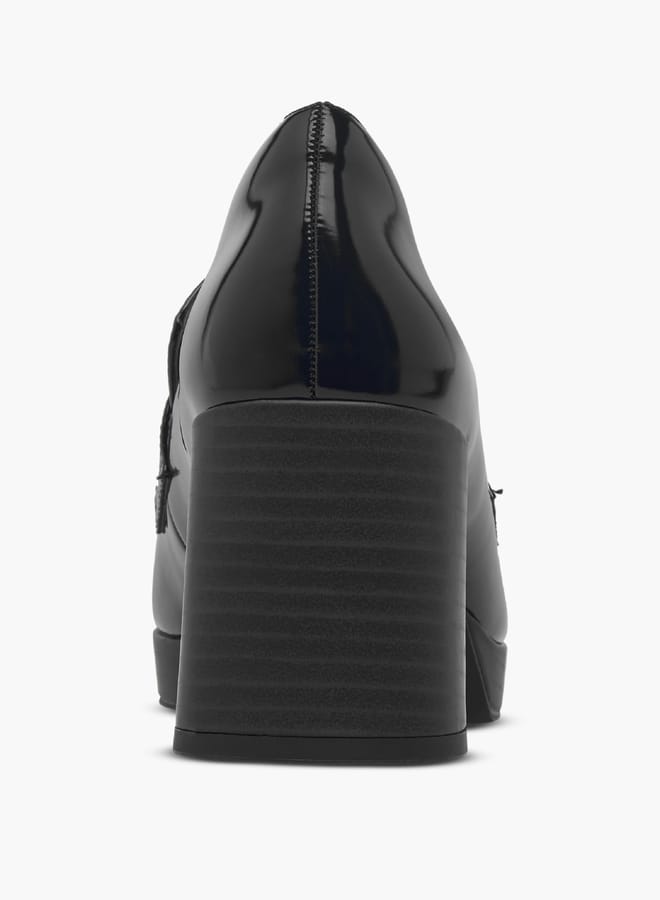 Paprika Women's Solid Slip-On Loafers With Block Heels - Image 5