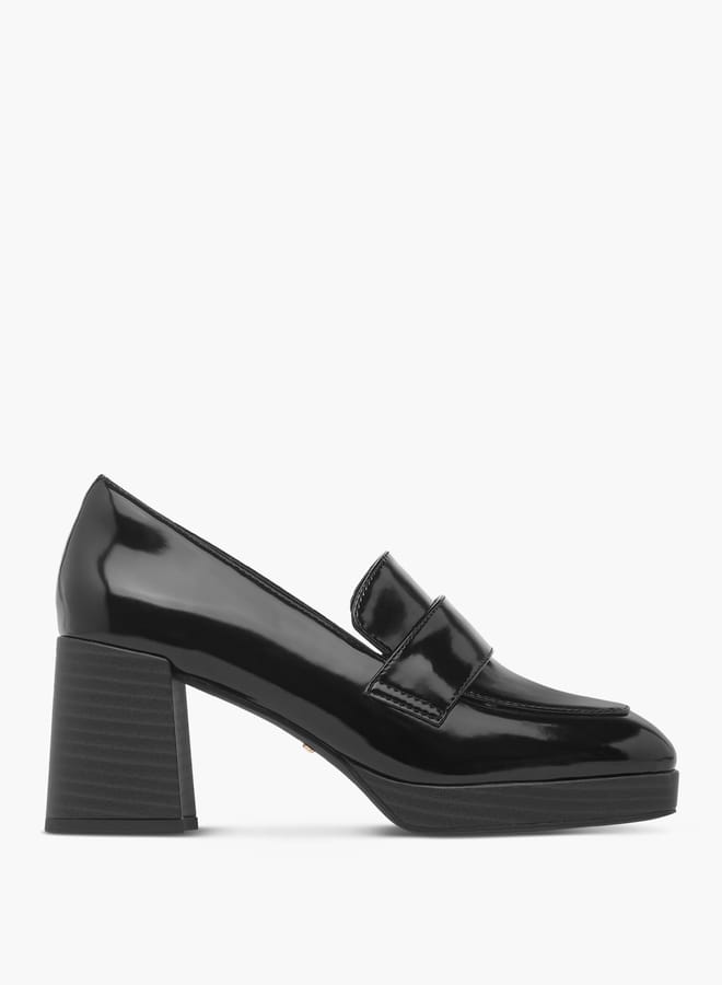 Paprika Women's Solid Slip-On Loafers With Block Heels - Image 1