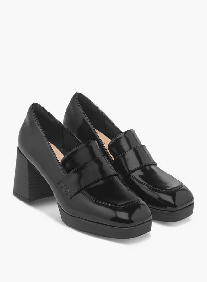 Paprika Women's Solid Slip-On Loafers With Block Heels - Image 3