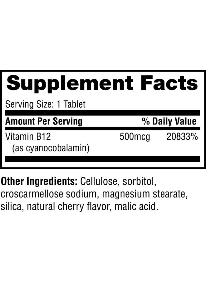 Twinlab - B12 Dots Energy Production Support Supplements With Vitamin B12500 Mcg 250 Tablets (2 Pack) - Image 1