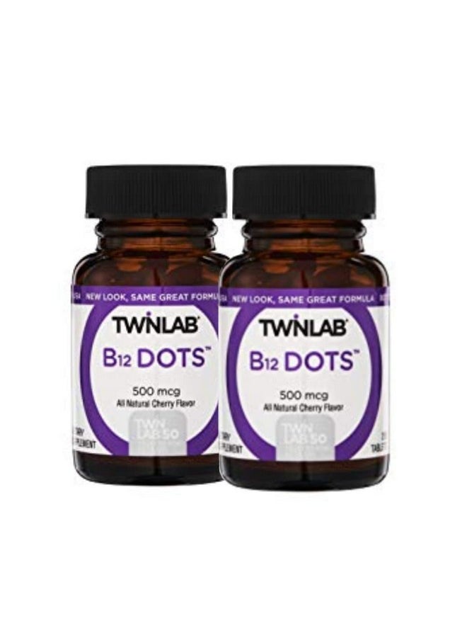 Twinlab - B12 Dots Energy Production Support Supplements With Vitamin B12500 Mcg 250 Tablets (2 Pack) - Image 1