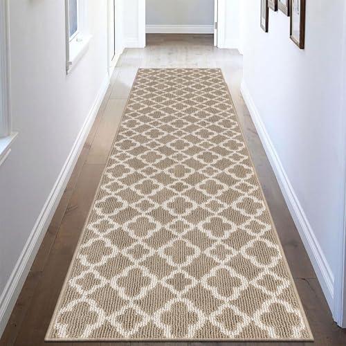 U'Artlines UArtlines Long Runner Rug for Hallway 28feet Non Slip Kitchen Floor Carpet Runners Grey Geometric Pattern Machine Washable Area Rug for Entryway Bathroom