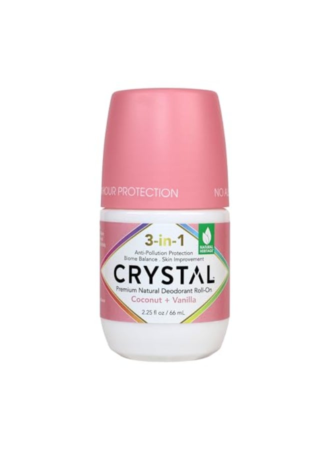 CRYSTAL ESSENCE Crystal 3in1 BioHealth Deodorant Coconut Vanilla Natural Odor Protection with Aloe Hyaluronic Acid MicrobiomeFriendly Moisturizing AntiPollution Formula 225 Fl Oz - Image 1
