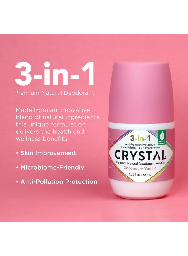 CRYSTAL ESSENCE Crystal 3in1 BioHealth Deodorant Coconut Vanilla Natural Odor Protection with Aloe Hyaluronic Acid MicrobiomeFriendly Moisturizing AntiPollution Formula 225 Fl Oz - Image 4