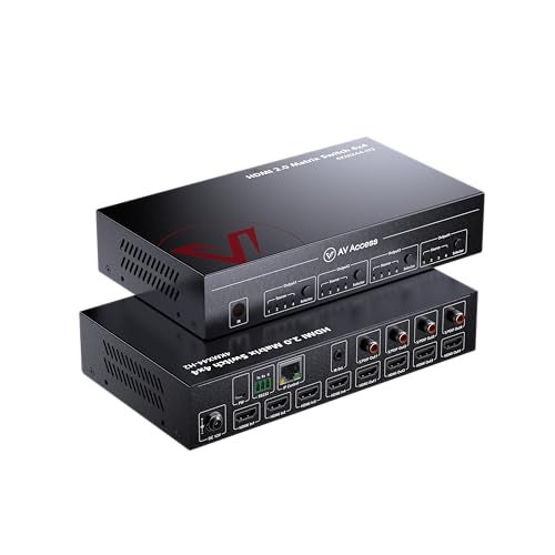 v AV Access AV Access HDMI Matrix Splitter Switch 4x4 4K@60Hz 4:4:4 HDR Dobly Vision, Audio Extraction SPDIF 5.1CH, Downscaler, Web UI Control, Power-Off Memory, HDMI 2.0 HDCP2.2 IR Remote API RS232 - Image 1