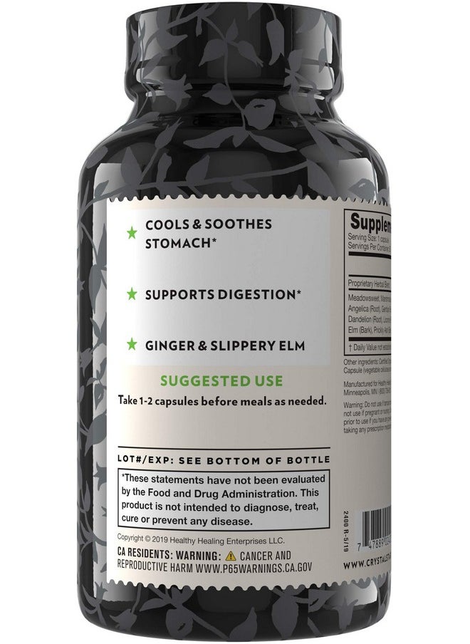Crystal Star Gi Support Supplement (60 Capsules) Herbal Gut Health Supplement That Soothes Occasional Heartburn And Supports Acid Reflux Ginger Slippery Elm Bark & Betaine Hcl Nongmo  - Image 3