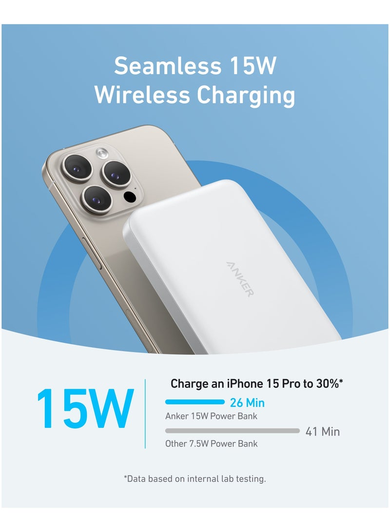 Ankey Anker MagGo Power Bank (10K Slim) - White PowerBank - Vit - 10000 mAh - Image 5