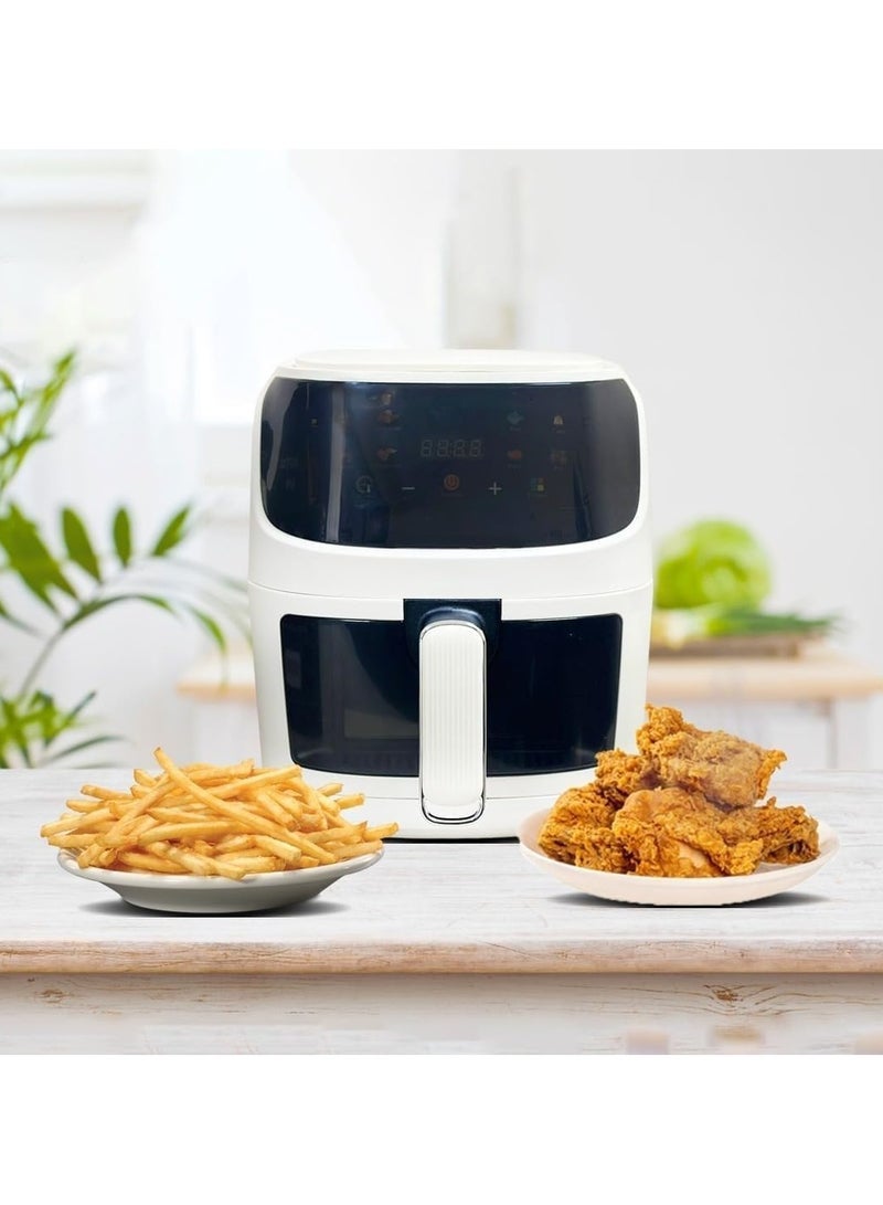 سيلفر كريست مقلاة هوائية متعددة الوظائف بسعة 8 لتر وسعة كبيرة 2400 واط - نافذة زجاجية شفافة ولوحة تحكم رقمية تعمل باللمس - 8 قوائم مختلفة مع إمكانية تعديل درجة الحرارة في وعاء فوري  - Image 1