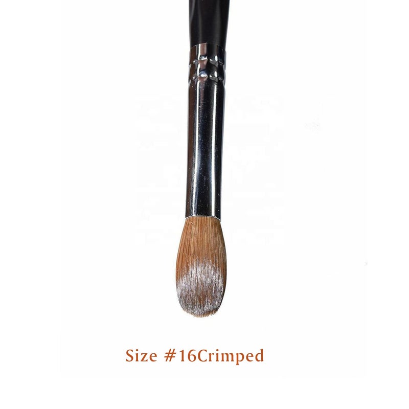 Yasterd Acrylic Nail Brushes - Kolinsky Size 16 Oval Crimped Shaped Brush for Acrylic Application, Black Wood Handle Professional Nail Art Powder Brush Manicure Tool - Image 2