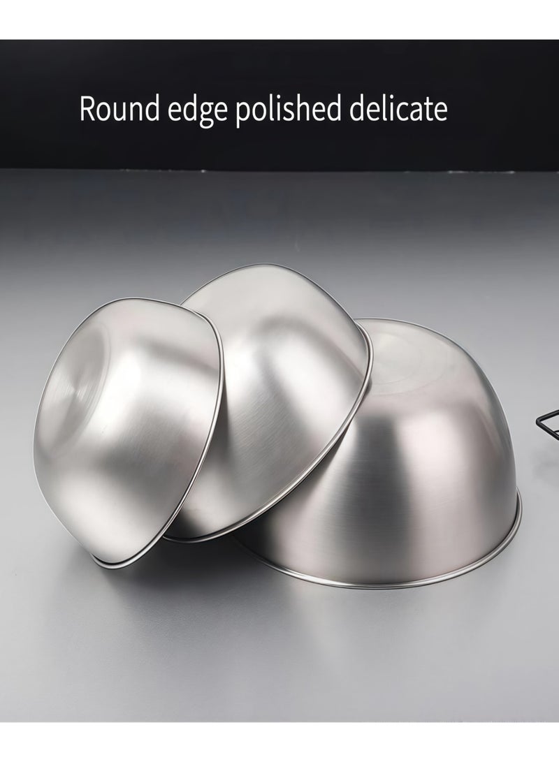 نايزان 3 قطع من أوعية الخلط المصنوعة من الفولاذ المقاوم للصدأ 304 (700 مل + 1200 مل + 2000 مل) - مع علامات قياس داخلية، مثالية لخفق البيض وعجن العجين وإعداد سلطة الفاكهة والخضروات والخبز - Image 4