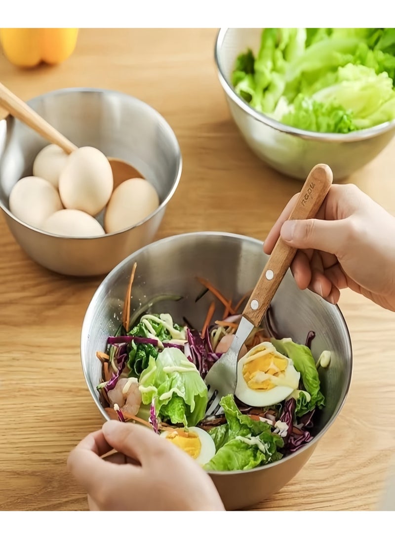 نايزان 3 قطع من أوعية الخلط المصنوعة من الفولاذ المقاوم للصدأ 304 (700 مل + 1200 مل + 2000 مل) - مع علامات قياس داخلية، مثالية لخفق البيض وعجن العجين وإعداد سلطة الفاكهة والخضروات والخبز - Image 2