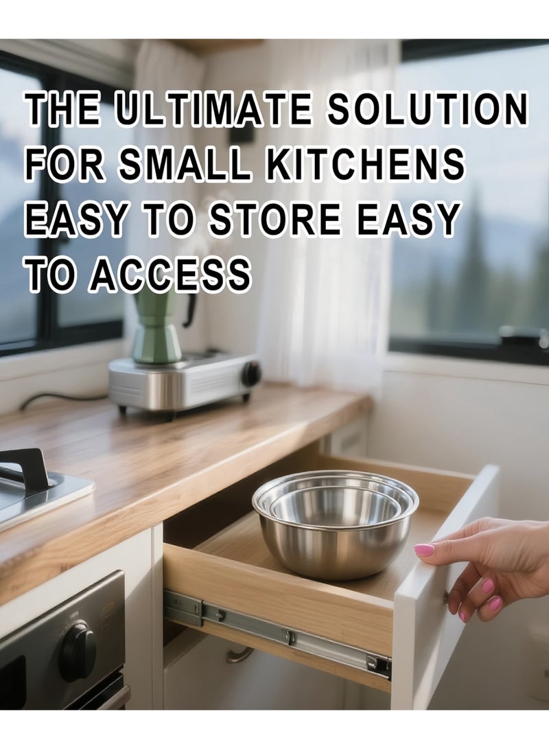 نايزان 3 قطع من أوعية الخلط المصنوعة من الفولاذ المقاوم للصدأ 304 (700 مل + 1200 مل + 2000 مل) - مع علامات قياس داخلية، مثالية لخفق البيض وعجن العجين وإعداد سلطة الفاكهة والخضروات والخبز - Image 3