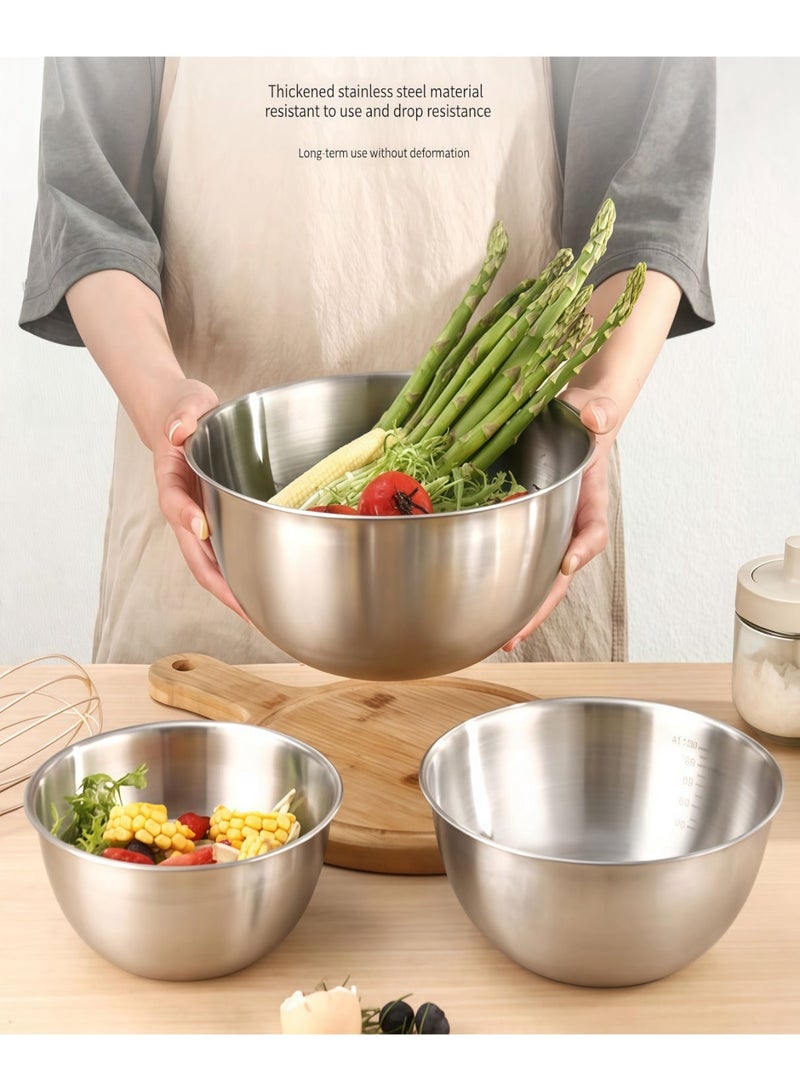 NayZaan 3-Piece 304 Stainless Steel Mixing Bowls (700ml+1200ml+2000ml) – With Internal Measurement Marks, Ideal For Beating Eggs, Kneading Dough, Fruit Salad, Vegetable Prep & Baking - Image 4
