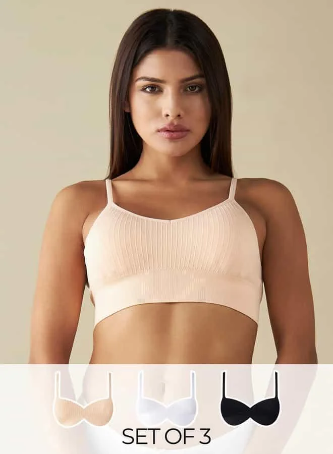 سبلاش فيڤ Set of 3 - Textured Seamless Sports Bra