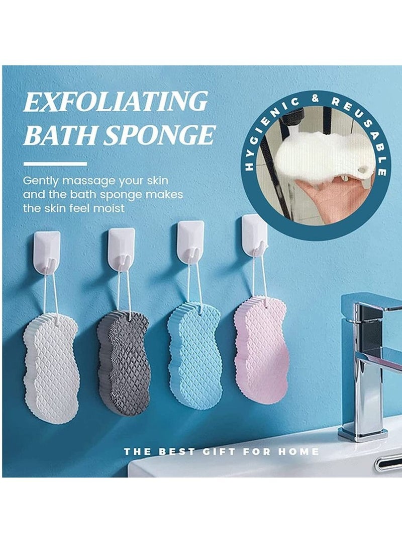 Shower Sponges, 4 Pieces Ultra Soft Exfoliating Bath Sponges with Lanyard Bathroom Accessories for Babies Toddlers Children Men Women Elderly (Pink/ Blue/ White/ Grey)  - Image 5