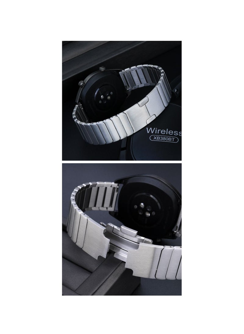 ووتش - حزام فضي من التيتانيوم لساعة هواوي GT2 Pro - GT3 46 2022 -GT2 46 - GT2E 22mm Stainless Stee - Image 1