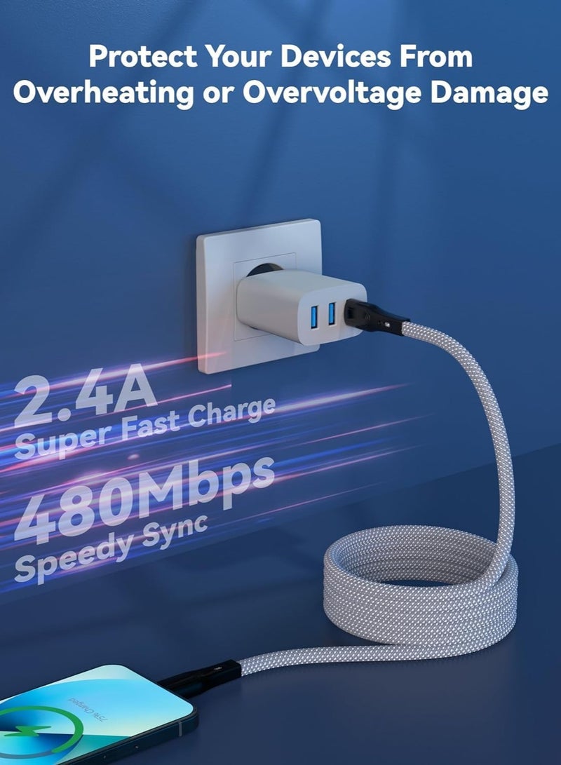 NajmStyle Nylon Braided iPhone Charger Cord, 1m (3,3 ft) Braided lighning Cable Rugged Charging Cable lighning Cable USB A Compatible with iPhone15/ 14/13/12/11 Pro Max/XS MAX/XR/XS/X/8/7 Plus iPad AirPods - Image 2