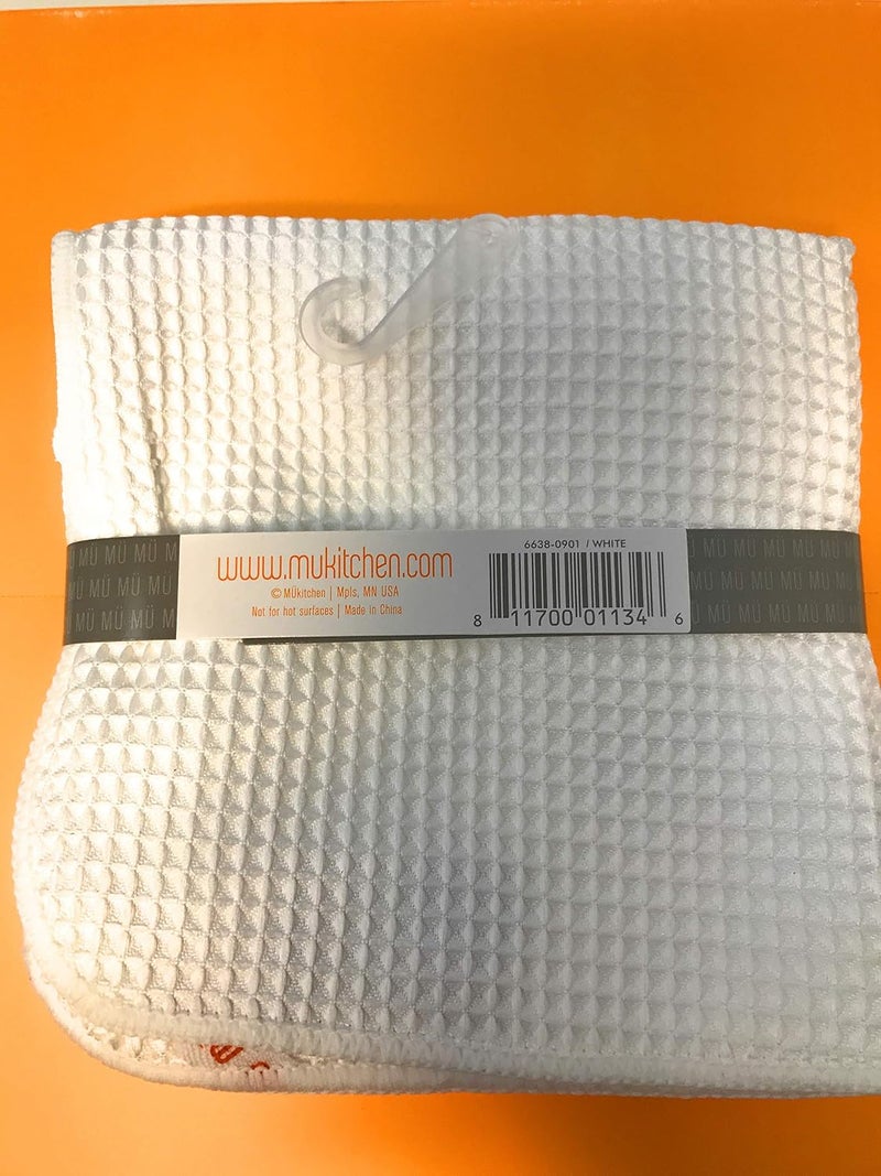 Mukitchen MÜkitchen Waffle Microfiber Dish Cloth | Durable & Super Absorbent for Cleaning & Drying | Set of 3 | White - Image 3