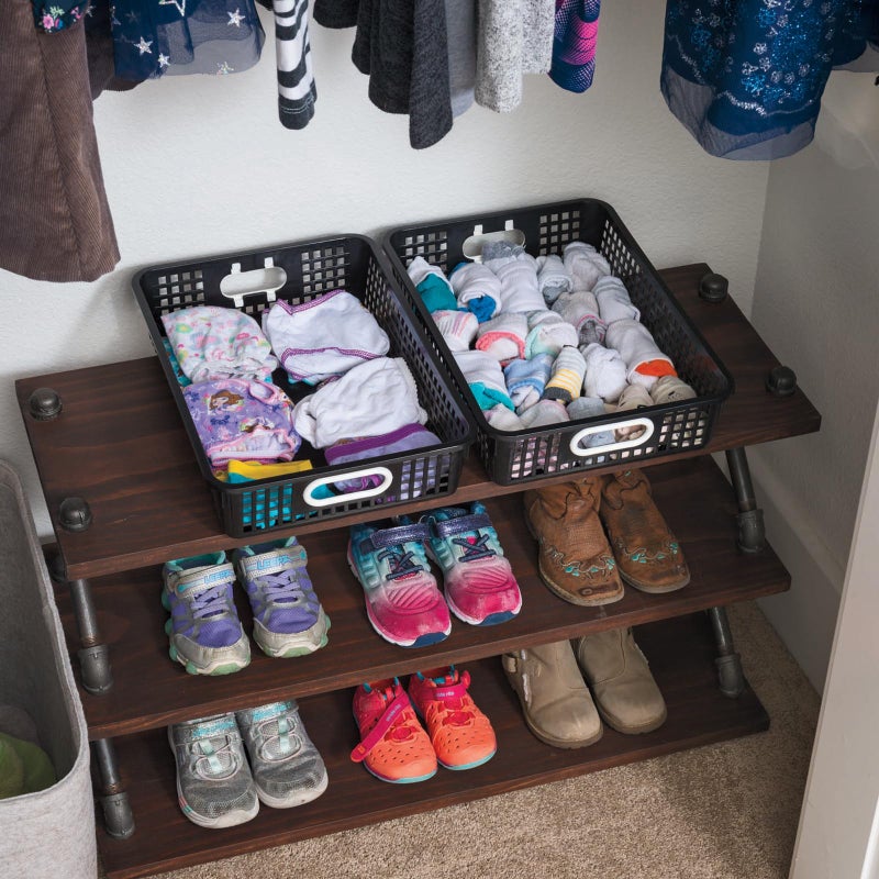 Really Good Stuff - 666019 Plastic Desktop Paper Storage Baskets for Classroom or Home Use - 14 x10  Plastic Mesh Baskets Keep Papers Crease-Free and Secure - Black Baskets with White Handles (Set of 4) - Image 3