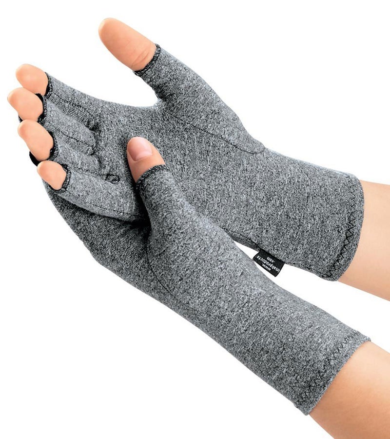 IMAK Brownmed Compression Arthritis Gloves - Fingerless Compression Gloves - Supports Circulation - Grey - X-Large - Image 1