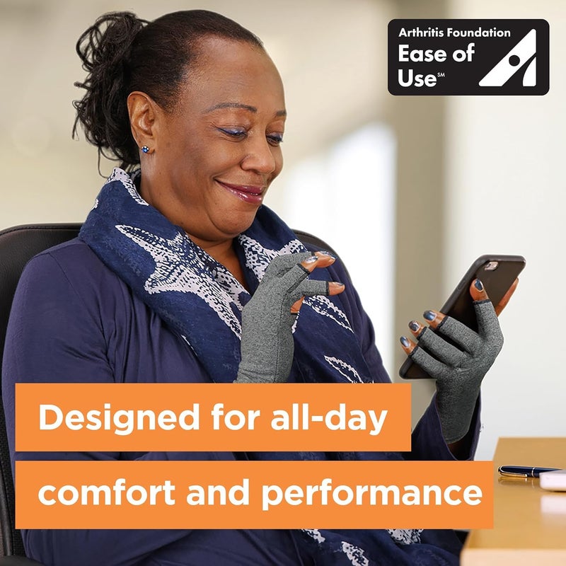 IMAK Brownmed Compression Arthritis Gloves - Fingerless Compression Gloves - Supports Circulation - Grey - X-Large - Image 3