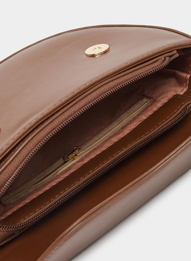 Styli Solid Half Moon Saddle Bag with Flap Front - Image 4