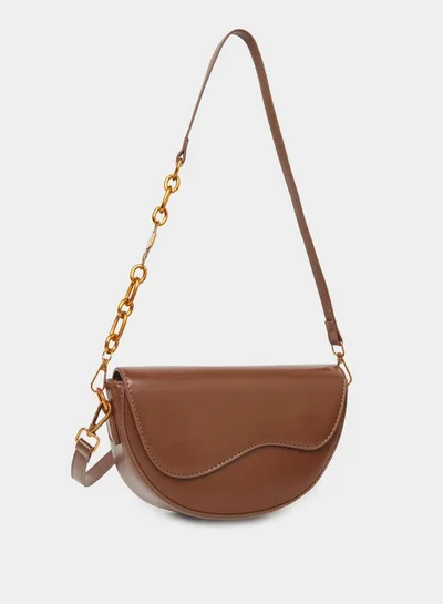 ستايلي حقيبة سرج نصف قمر ستايلي سادة بغطاء أمامي