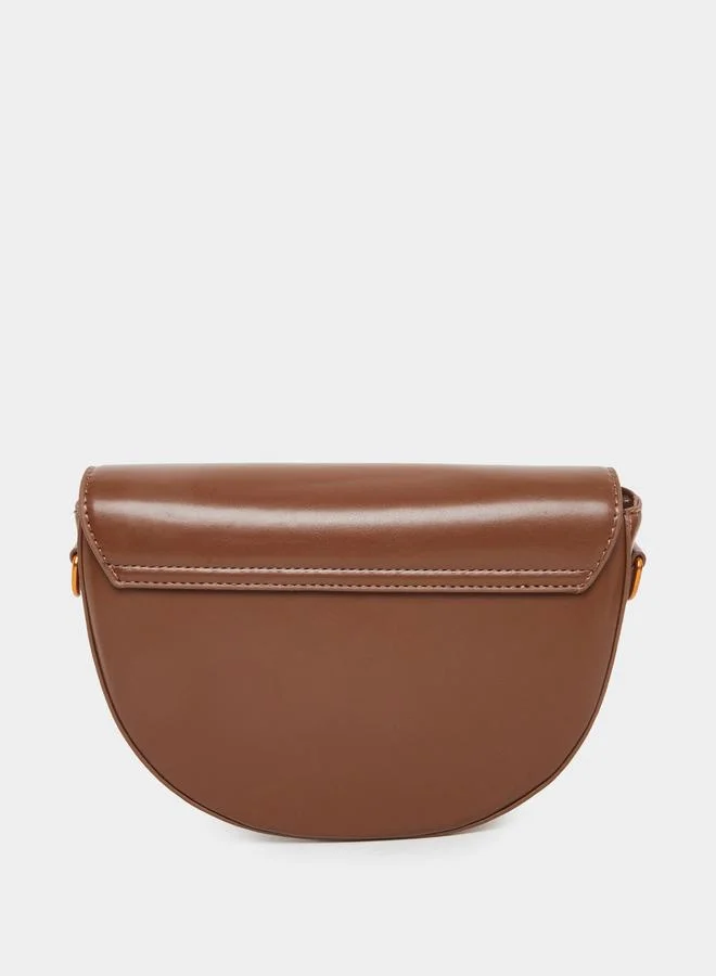 Styli Styli Solid Half Moon Saddle Bag with Flap Front
